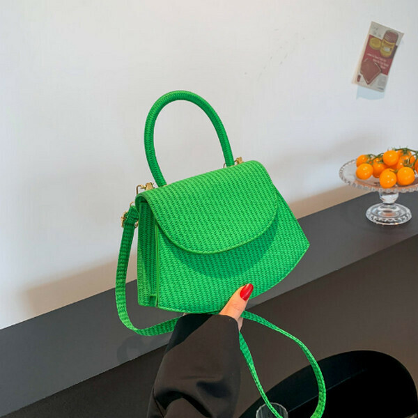 New versatile solid color handbag shoulder crossbody bag [green]