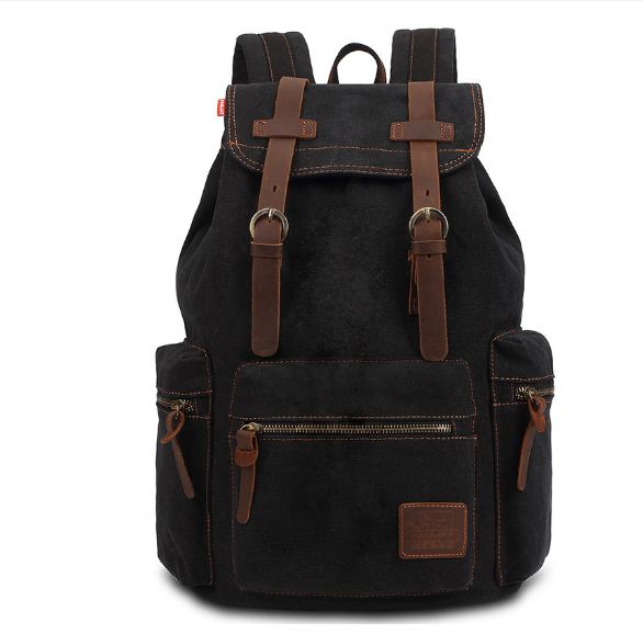 Hot recommended canvas backpack for men and women, casual backpack [black]