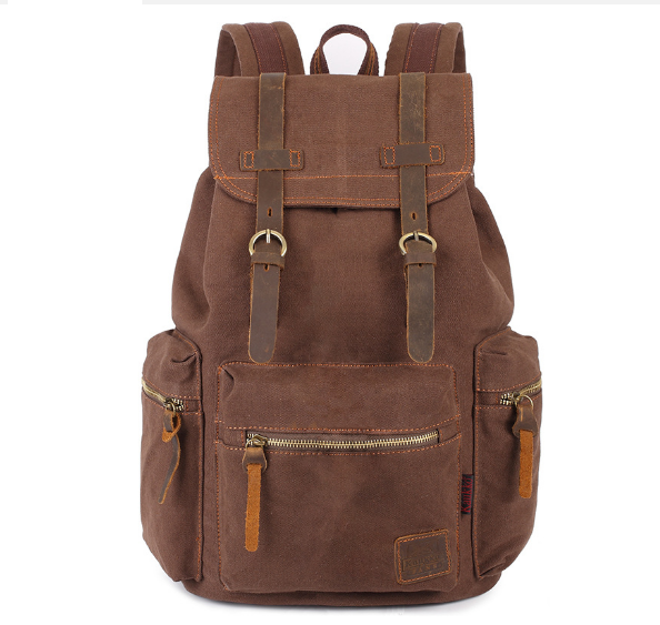 Popular canvas backpack for men and women, casual backpack [brown]
