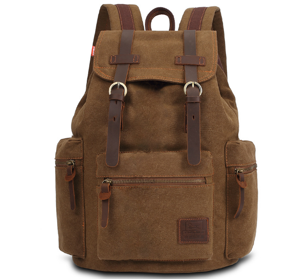 Popular canvas backpack for men and women, casual backpack [khaki color]