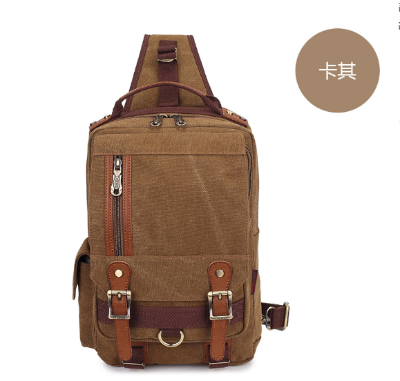 Hot Recommended Vintage Unisex Canvas Crossbody Bag Shoulder Crossbody Bag [Khaki Color]