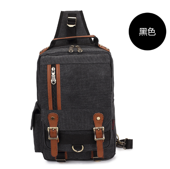 Hot Recommended Retro Uniform Canvas Crossbody Bag for Men and Women Shoulder Crossbody Bag [Black]