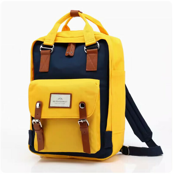 Popular fashion donut backpack, computer backpack, student school bag [sapphire blue*mustard yellow (standard size)]