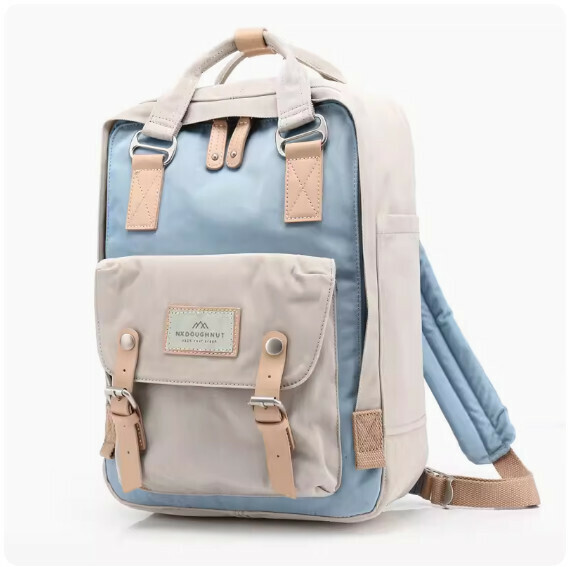 Popular fashion donut backpack, computer backpack, student school bag [light blue*ivory (standard size)]