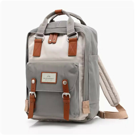 Popular fashion donut backpack, computer backpack, student school bag [Ivory* Gray (standard size)]