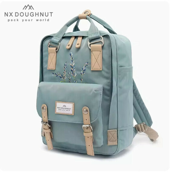 Popular fashion donut backpack, computer backpack, student school bag [light blue embroidery (standard size)]
