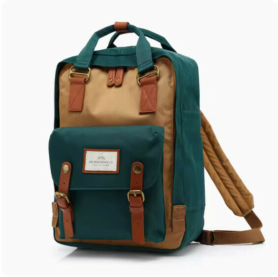 Popular fashion donut backpack, computer backpack, student school bag [khaki*seaweed green (standard size)]