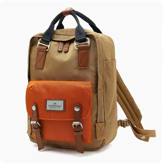 Popular fashion donut backpack, computer backpack, student school bag [khaki*clay (standard size)]