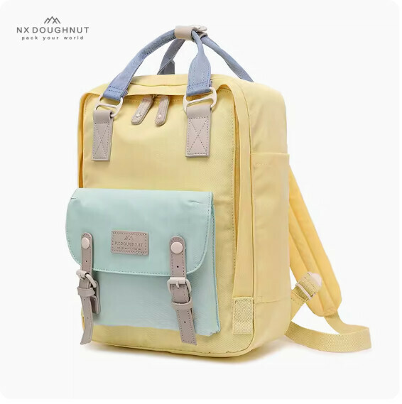 Popular fashion donut backpack, computer backpack, student school bag [cream*spring water (standard size)]