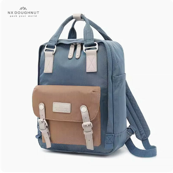 Popular fashion donut backpack, computer backpack, student school bag [Pink Gray Blue*Mushroom (Standard Size)]