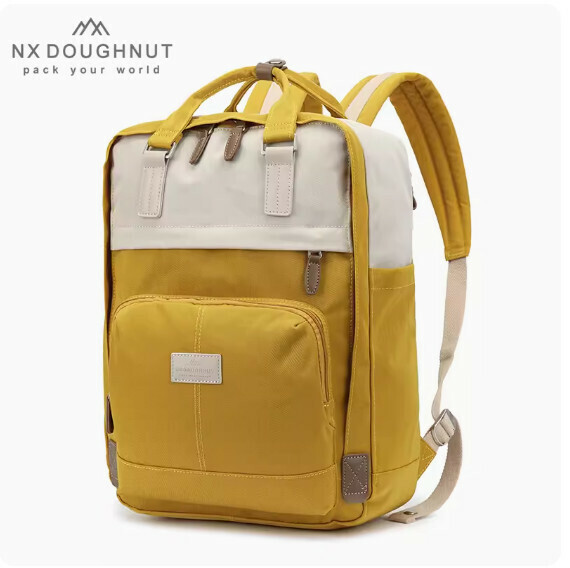 Popular fashionable donut backpack, computer travel backpack, student school bag [MY mustard yellow* nut (large size)]