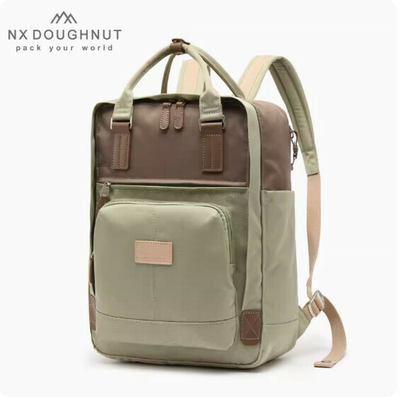 Popular fashionable donut backpack, computer travel backpack, student school bag [MY Kiwi*Mocha (medium size)]