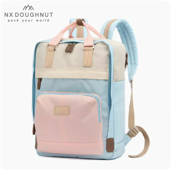 Popular fashionable donut backpack, computer travel backpack, student school bag [MY three-color combination (large size)]