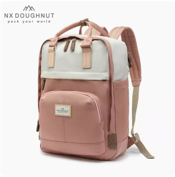 Popular fashionable donut backpack, computer travel backpack, student school bag [MY Nutella*Peach (Large Size)]
