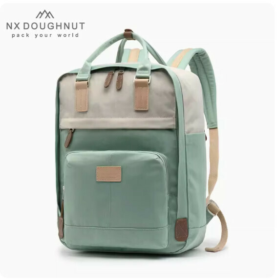 Popular fashionable donut backpack, computer travel backpack, student school bag [MY Mint*Nut (large size)]