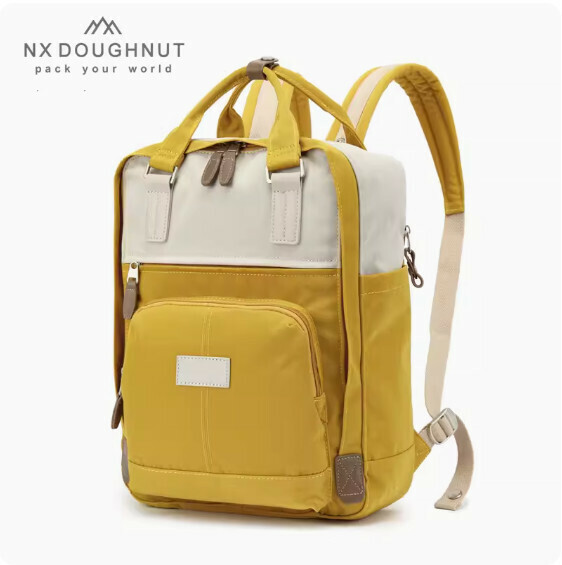 Popular fashionable donut backpack, computer travel backpack, student school bag [MY Nut* Mustard Yellow (medium size)]