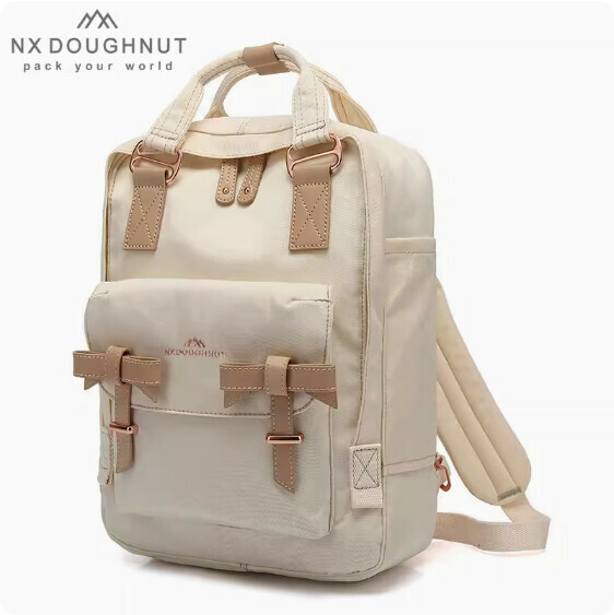 Popular casual donut travel backpack, computer bag, student school bag [translucent pink bow (standard size)]