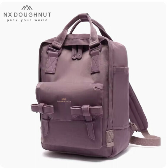 Popular casual donut travel backpack, computer bag, student school bag [Purple Tulip Bow (Standard Size)]