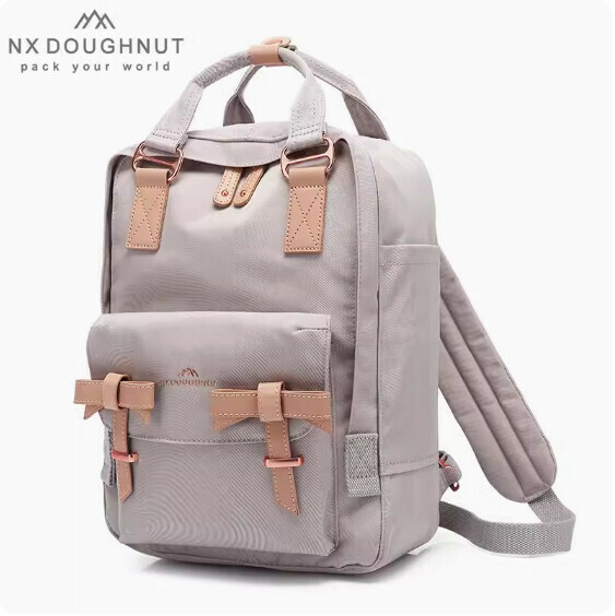 Popular casual donut travel backpack, computer bag, student school bag [pink and purple bow (standard size)]