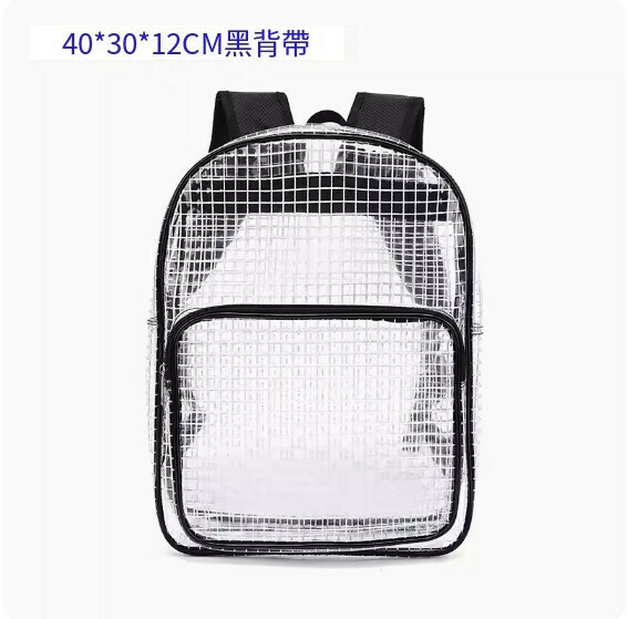 Popular anti-static transparent mesh backpack computer bag [black shoulder strap simple style]