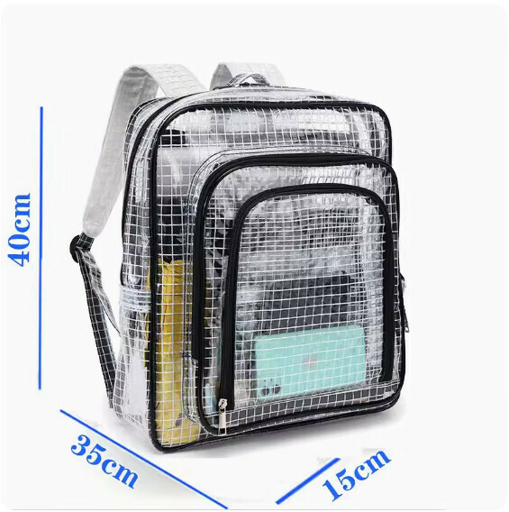 Popular anti-static transparent mesh backpack computer bag [17-inch anti-static 40*35*15CM white strap]