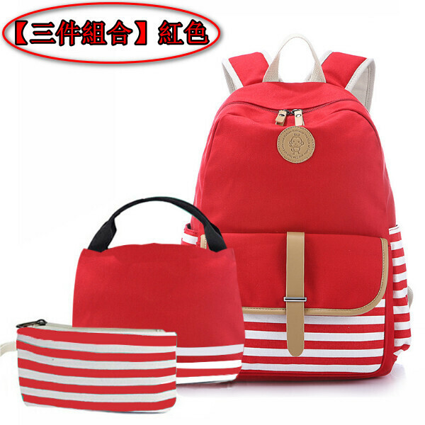 Popular trendy backpacks, travel backpacks, student bags, computer bags, hiking backpacks [three-piece set] red