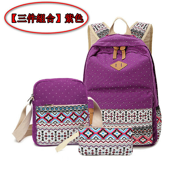 Popular trendy backpacks, travel backpacks, student bags, computer bags, hiking backpacks [three-piece set] purple
