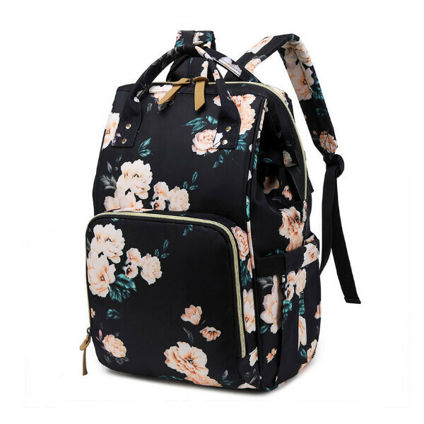 Popular trendy backpacks, travel backpacks, student bags, computer bags, hiking backpacks (black flower)