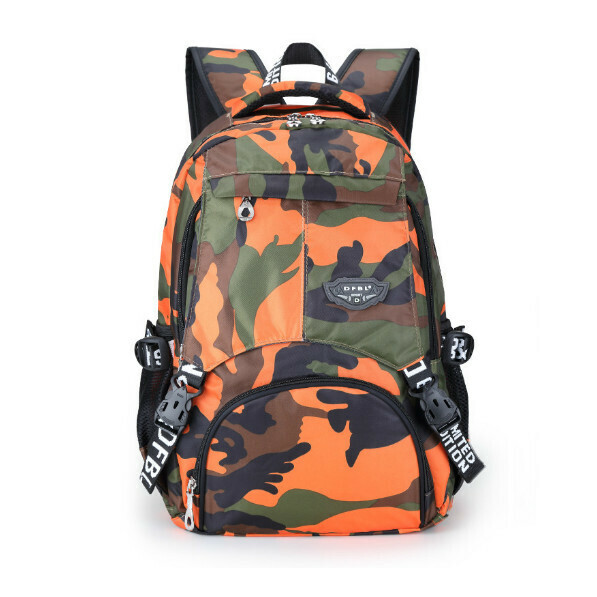 Popular trendy backpacks, travel backpacks, student bags, computer bags, hiking backpacks, camouflage orange