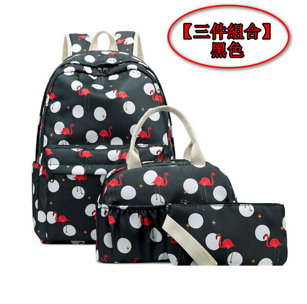 Popular trendy backpacks, travel backpacks, student bags, computer bags, hiking backpacks [three-piece set] black