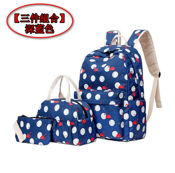 Popular trendy backpacks, travel backpacks, student bags, computer bags, hiking backpacks [three-piece set] dark blue