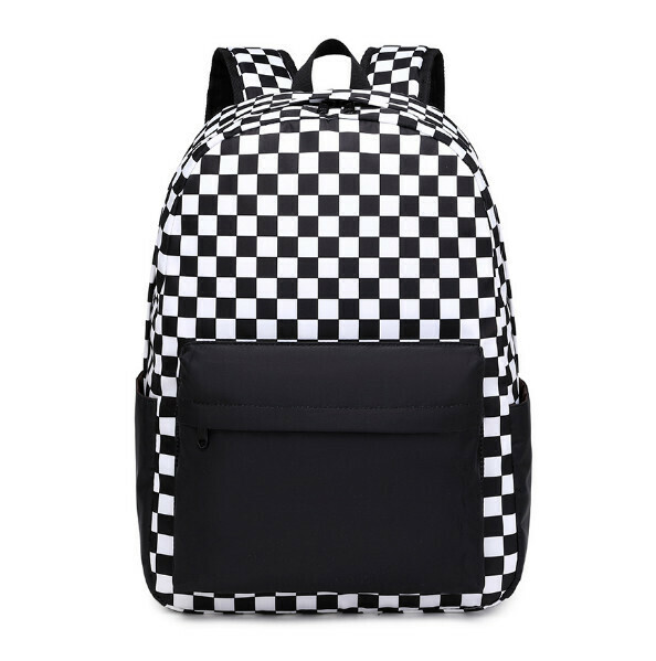 Popular trendy backpacks, travel backpacks, student schoolbags, computer bags, hiking backpacks (checkered black)