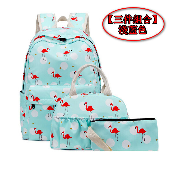 Popular trendy backpacks, travel backpacks, student bags, computer bags, hiking backpacks [three-piece set] light blue