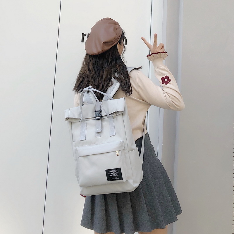 New large-capacity travel outdoor backpack computer bag (light gray small [can hold 14-inch computer] [without pendant])
