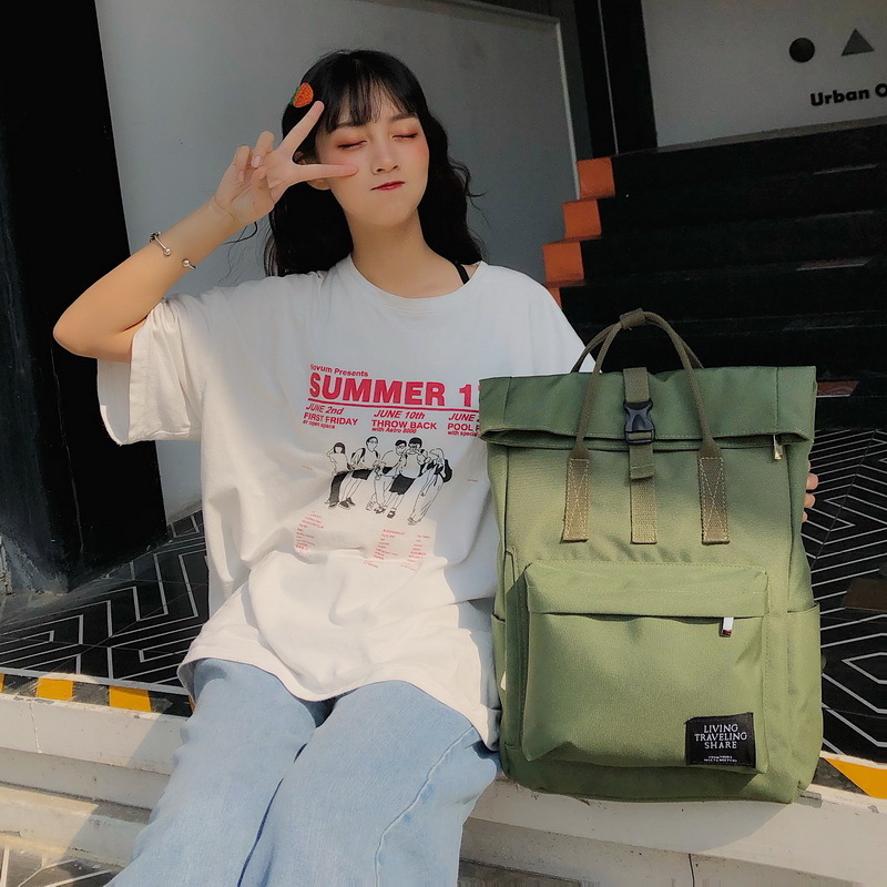 New large-capacity travel outdoor backpack computer bag (green small size [can hold 14-inch computer] [without pendant])