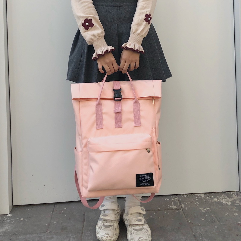 New large-capacity travel outdoor backpack computer bag (pink small [can hold 14-inch computer] [without pendant])