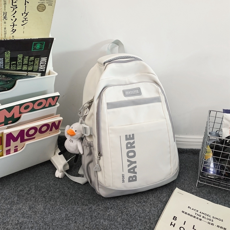 New large capacity travel outdoor backpack computer bag (white gray [with big white duck pendant])