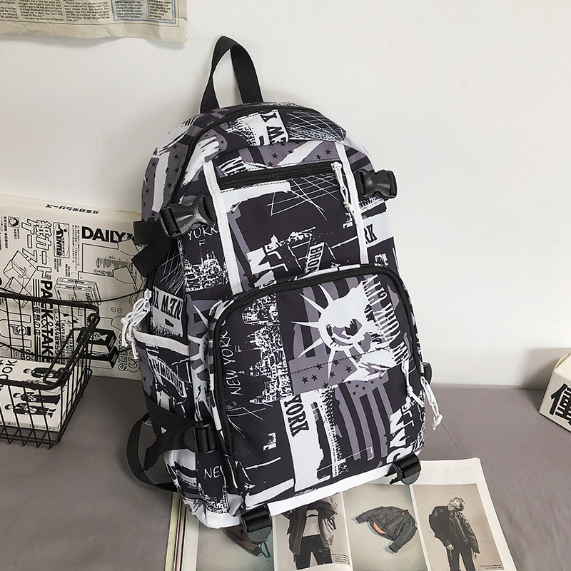 New Large Capacity Travel Outdoor Backpack Computer Bag (Letter Black)