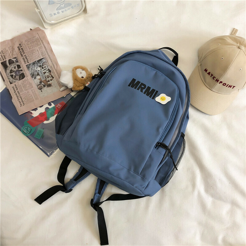 New large-capacity travel outdoor backpack and computer bag (blue [with silk roasted fish pendant + poached egg badge])