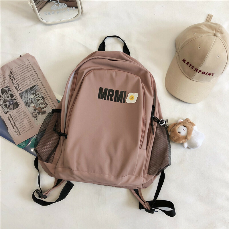 New large-capacity travel outdoor backpack and computer bag (pink [with silk roasted fish pendant + poached egg badge])