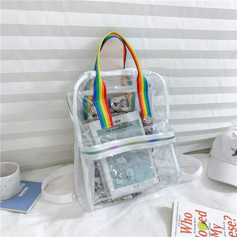 New Large Capacity Travel Outdoor Backpack Transparent Backpack (White)
