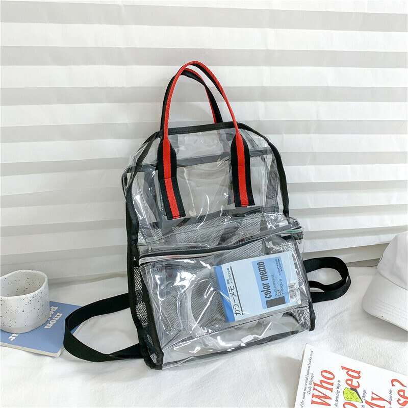 New Large Capacity Travel Outdoor Backpack Transparent Backpack (Black)