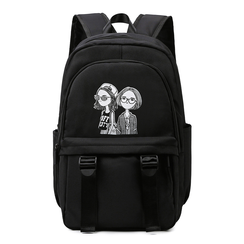 New Large Capacity Travel Outdoor Backpack Computer Bag (Black-Cool Girl-Large Size)