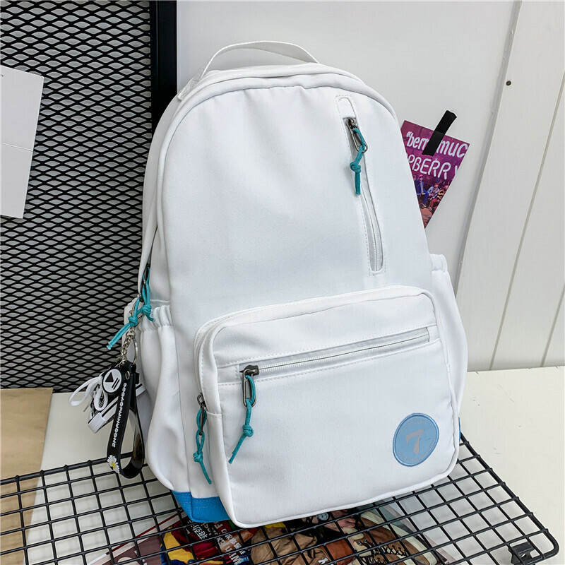 New large-capacity travel outdoor backpack computer bag (white [with canvas shoe pendant])