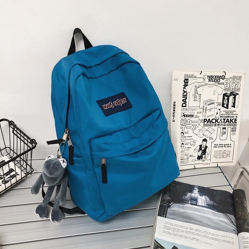 New large-capacity travel outdoor backpack computer bag (blue [with gray frog pendant])
