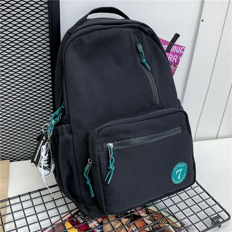 New large-capacity travel outdoor backpack computer bag (black [with canvas shoe pendant])