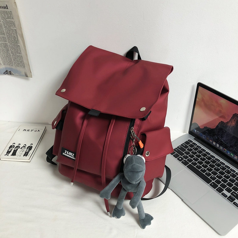 New Large Capacity Travel Outdoor Backpack Computer Bag (Red [Gray Frog Pendant])