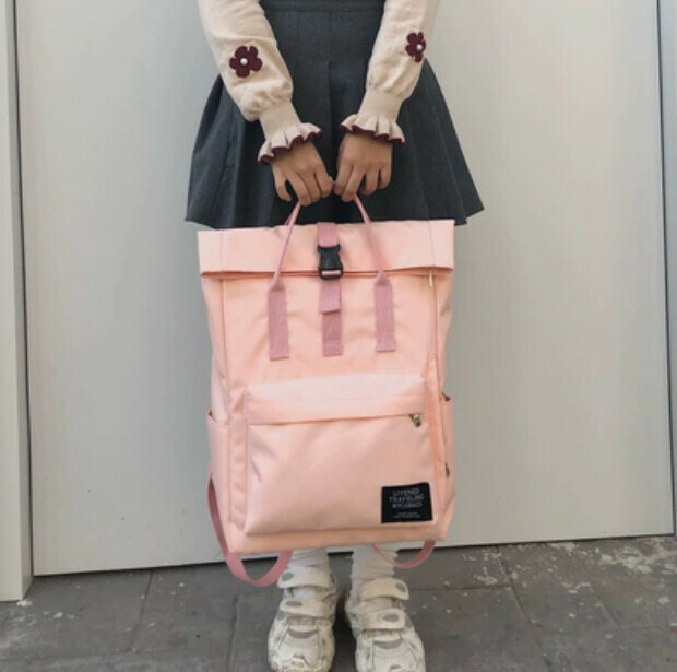 New computer bag backpack (pink (small size) can hold a 14-inch computer)