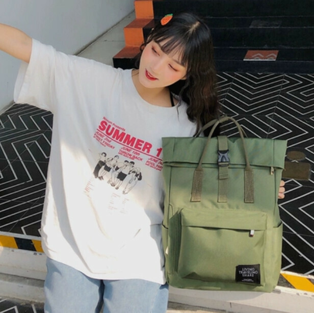 New computer bag backpack (military green (small size) can hold a 14-inch computer)