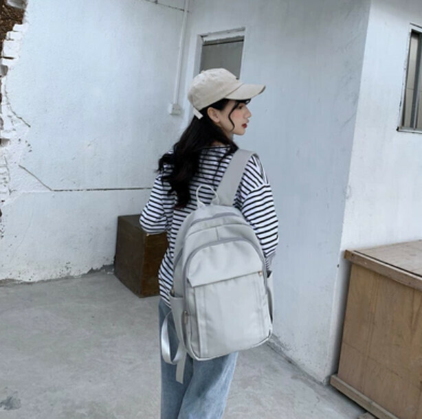 New niche Korean high school backpack (grey (small size) can hold 14-inch computer)